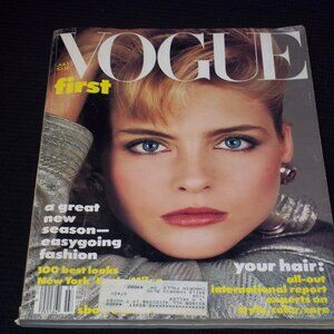 VOGUE July 1984 Kim Alexis Annie Lennox Art Malek Rupert Everett Stockings Hair